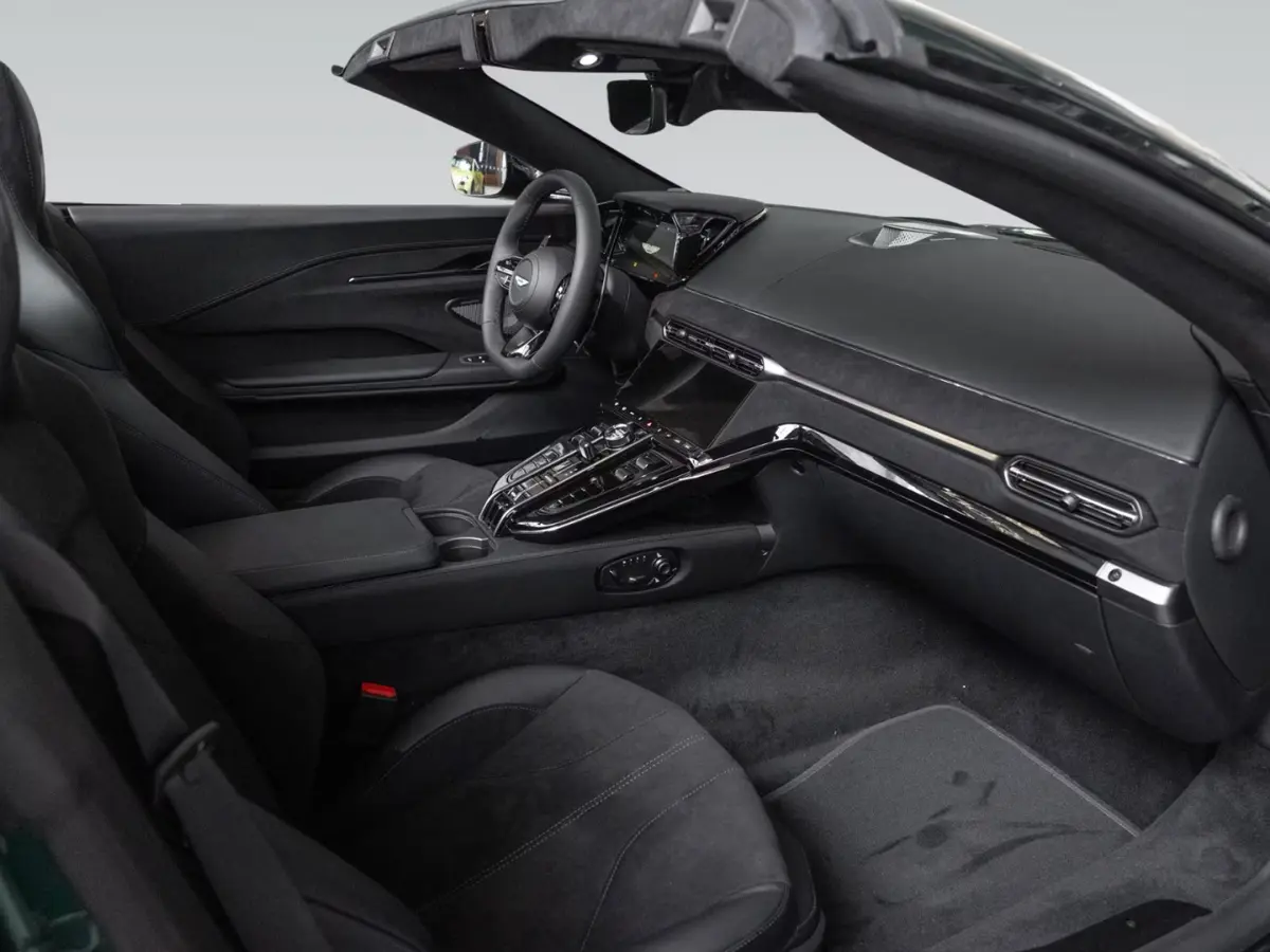 Aston Martin Vantage V8 Spider 2026, exterior — Lisbon Luxury Car Rental, Lisbon. Top down for clear mornings along the Cascais coast