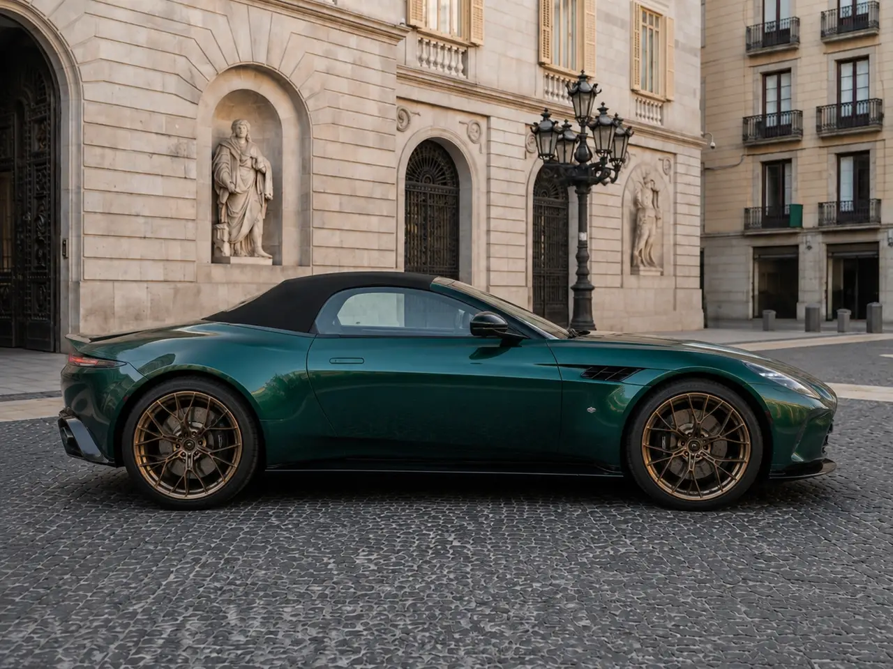 Aston Martin Vantage V8 Spider 2026, front view — Lisbon Luxury Car Rental, Lisbon. The 2026 Aston Martin Vantage V8 Spider is a two-seat convertible built for open-air…