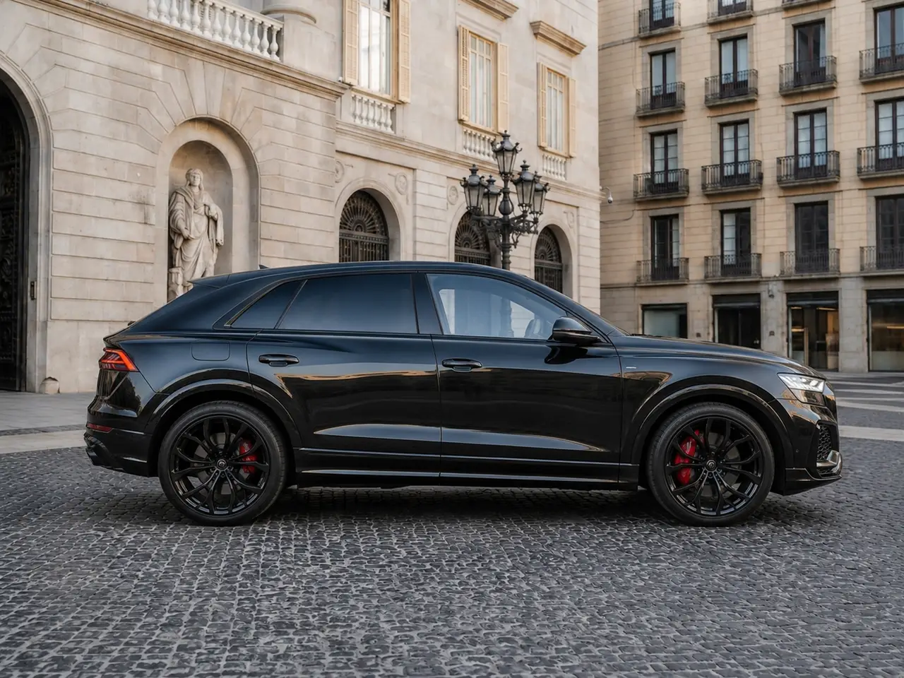 Audi Q8 2025, exterior — Lisbon Luxury Car Rental, Lisbon. The 2025 Audi Q8 carries its 340 hp with the kind of composure that suits a full-size SUV…