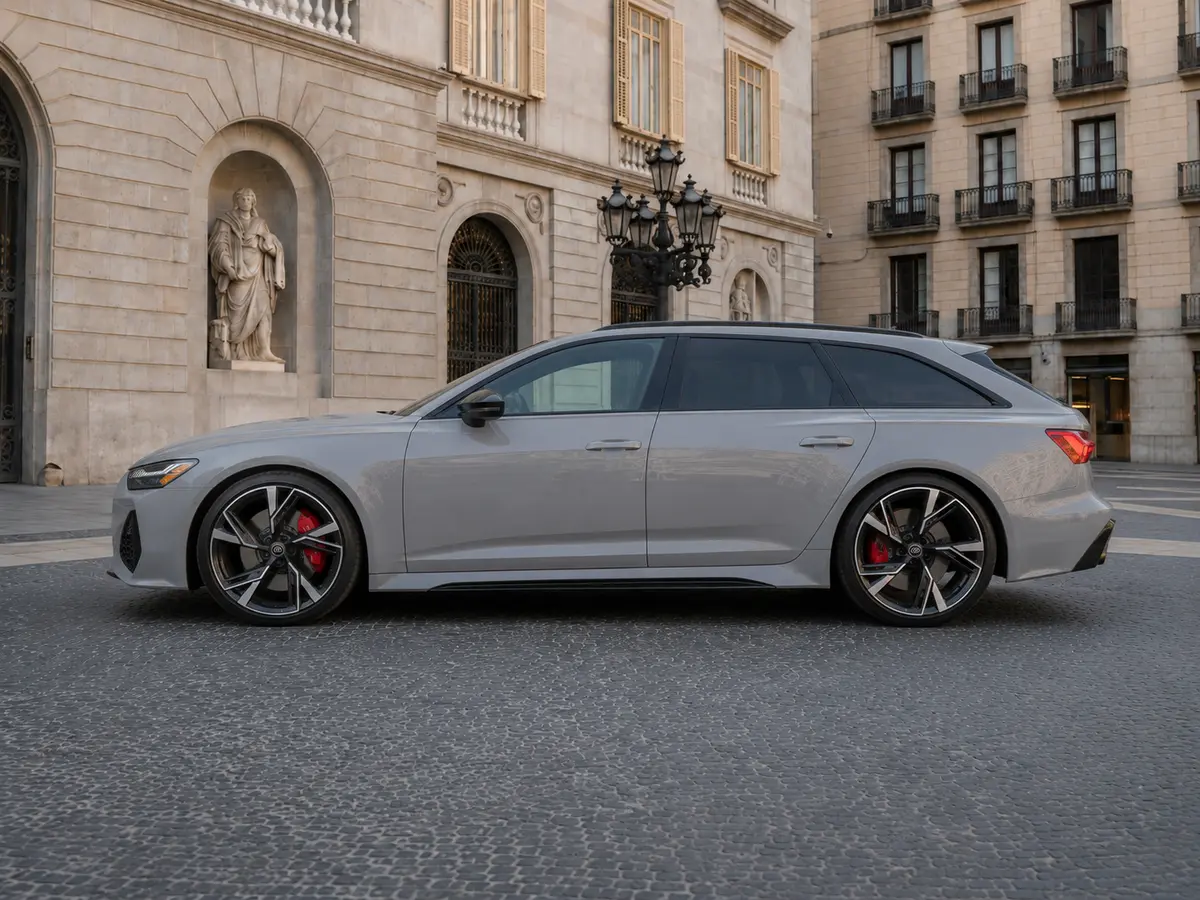 Audi RS6 Dynamic 2023, front view — Lisbon Luxury Car Rental, Lisbon. The 2023 Audi RS6 Dynamic pairs 621 hp with a five-seat cabin, which makes it an unusual…