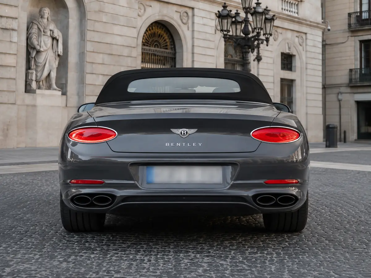 Bentley Continental GTC S V8 2025, rear view — Lisbon Luxury Car Rental, Lisbon. The Bentley Continental GTC S V8 is a grand tourer built for open-air distance rather…