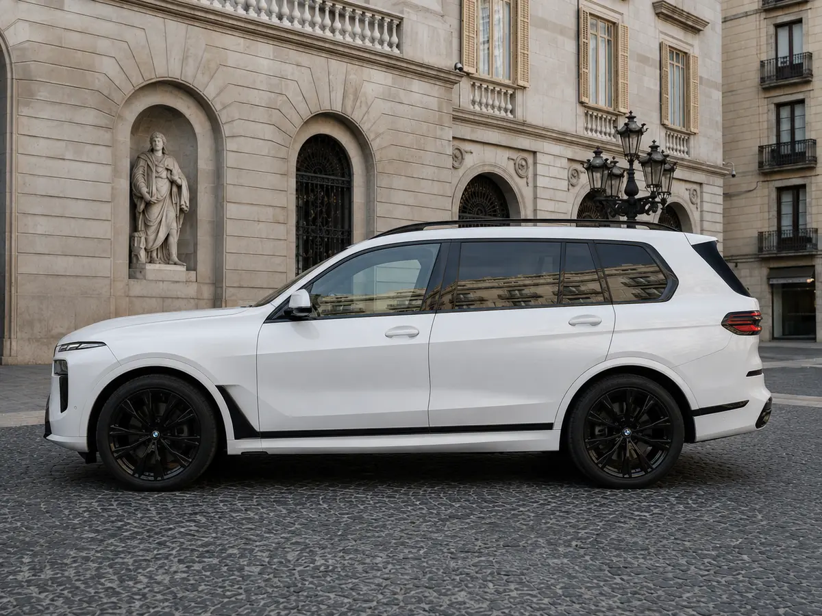 BMW X7 40d M 2024, exterior — Lisbon Luxury Car Rental, Lisbon. The 2024 BMW X7 40d M brings a rare combination to Lisbon's roads: seven seats, 352 hp,…