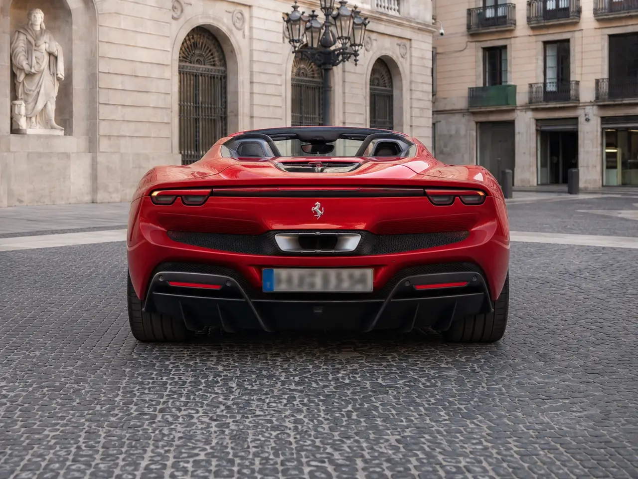 Ferrari 296 GTS Spider 2024, front view — Lisbon Luxury Car Rental, Lisbon. The Ferrari 296 GTS Spider pairs a plug-in hybrid V6 with 819 hp, a combination that…