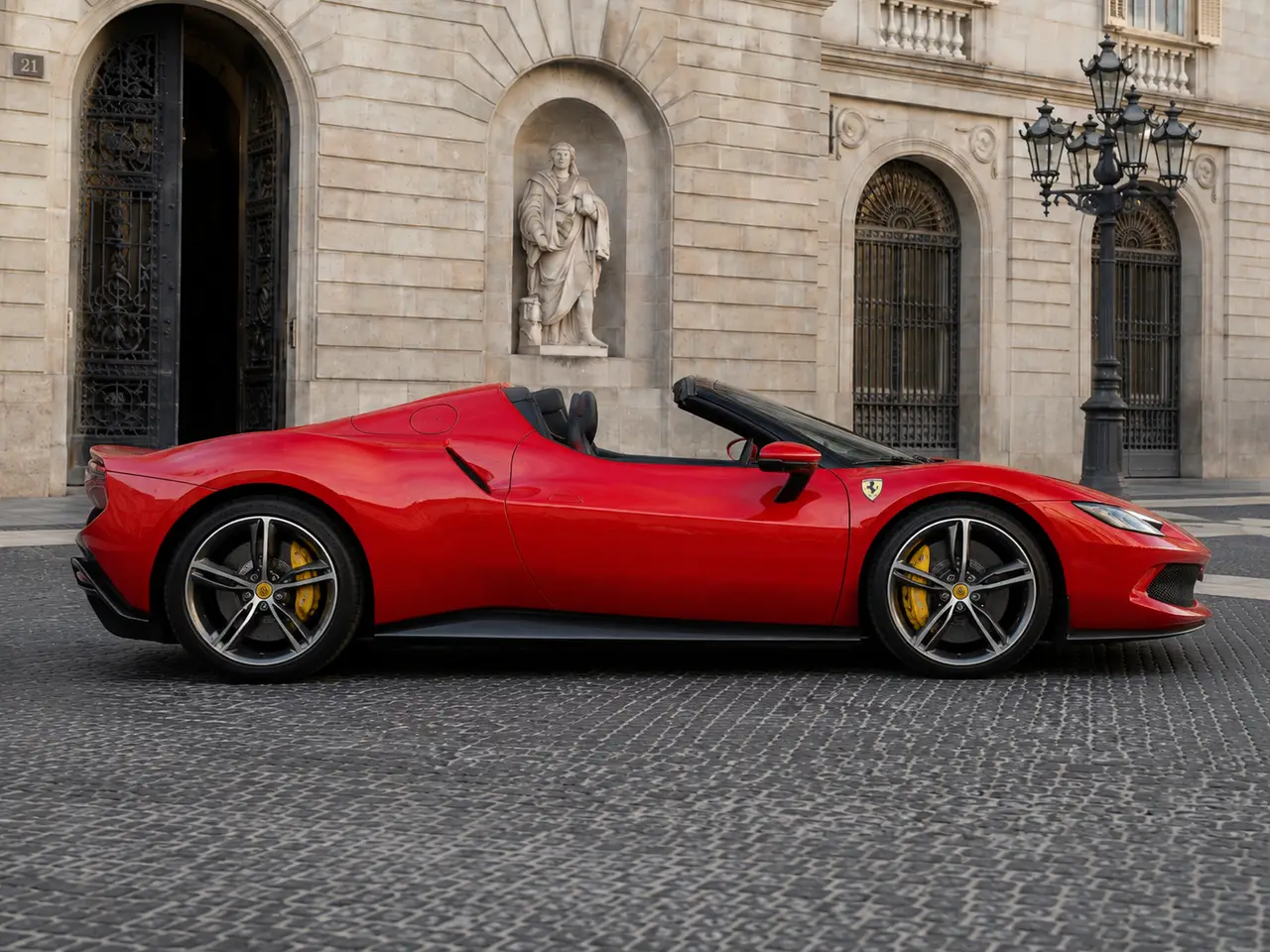 Ferrari 296 GTS Spider 2024, rear view — Lisbon Luxury Car Rental, Lisbon. The Ferrari 296 GTS Spider pairs a plug-in hybrid V6 with 819 hp, a combination that…