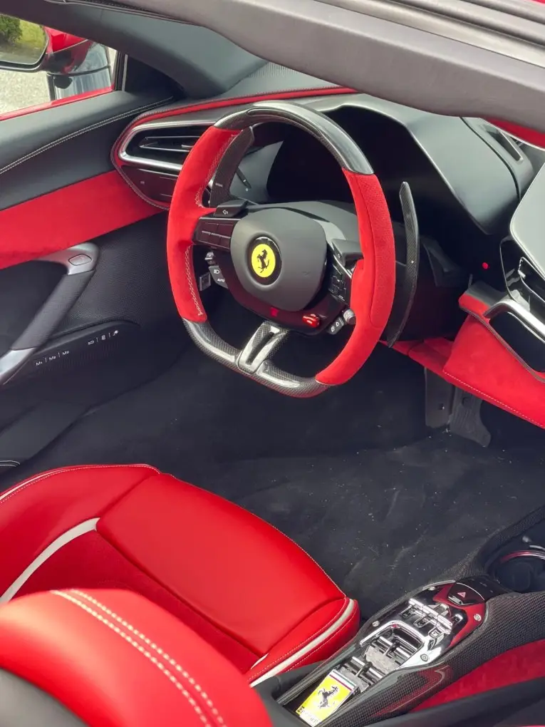 Ferrari 296 GTS Spider 2025, interior — Lisbon Luxury Car Rental, Lisbon. The 2025 Ferrari 296 GTS Spider pairs a folding hard-top with 819 hp, a combination built…