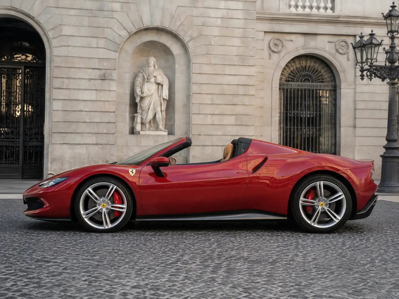 Ferrari 296 GTS Spider 2025, exterior — Lisbon Luxury Car Rental, Lisbon. The 2025 Ferrari 296 GTS Spider pairs a folding hard-top with 819 hp, a combination built…