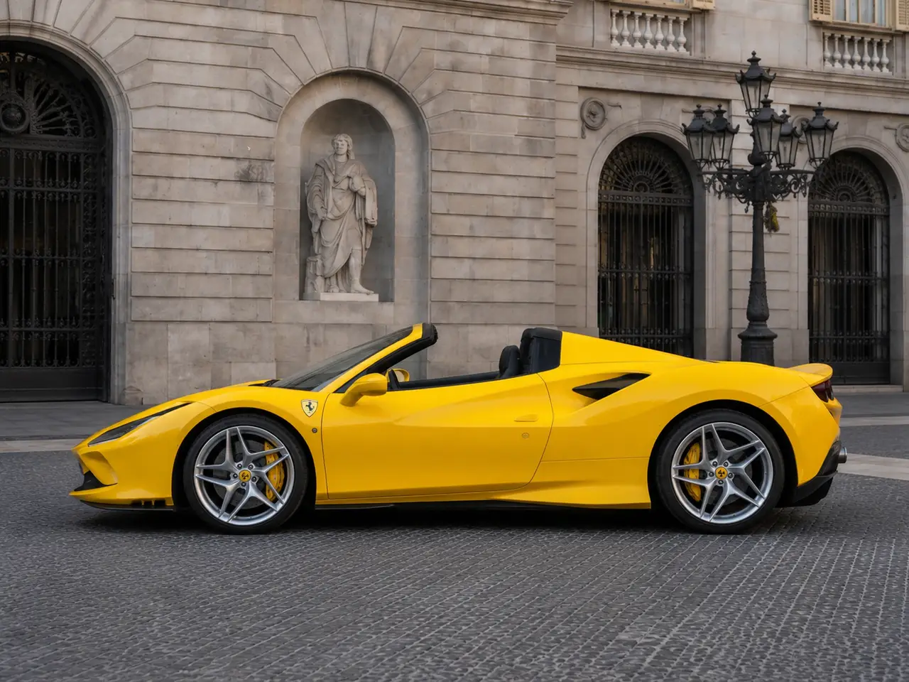 Ferrari F8 SPIDER 2023, exterior — Lisbon Luxury Car Rental, Lisbon. The Ferrari F8 Spider pairs a 720 hp twin-turbo V8 with a retractable hard top, giving it…