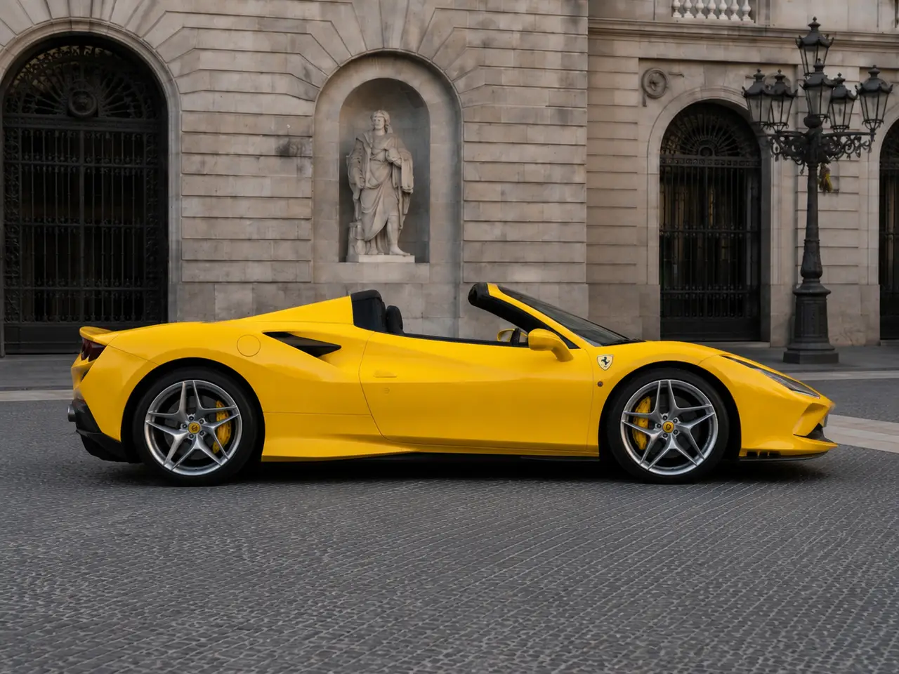 Ferrari F8 SPIDER 2023, front view — Lisbon Luxury Car Rental, Lisbon. The Ferrari F8 Spider pairs a 720 hp twin-turbo V8 with a retractable hard top, giving it…