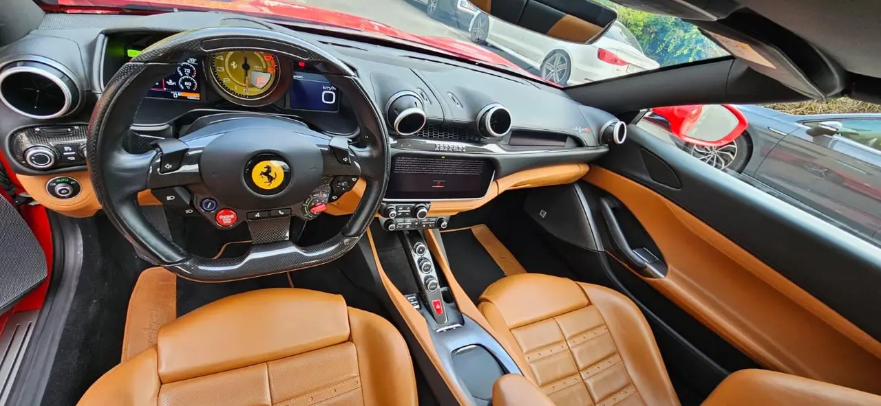 Ferrari Portofino M 2023, exterior — Lisbon Luxury Car Rental, Lisbon. The Portofino M carries 620 hp and four seats under a folding hard top, which sets it…