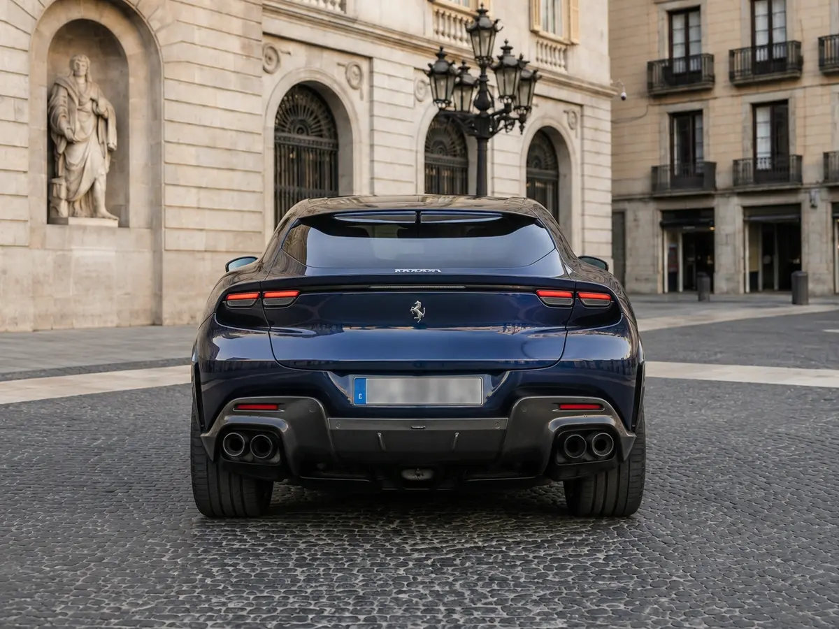 Ferrari Purosangue 2024, rear view — Lisbon Luxury Car Rental, Lisbon. The 2024 Ferrari Purosangue brings something rare to the marque's line-up: five real…