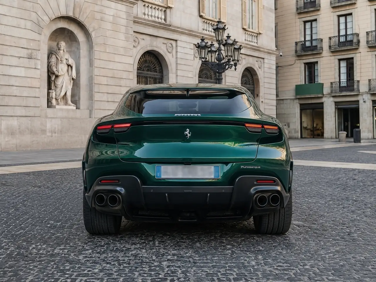 Ferrari Purosangue Atelier 2025, rear view — Lisbon Luxury Car Rental, Lisbon. The Ferrari Purosangue Atelier is Ferrari's answer to a question few expected the marque…