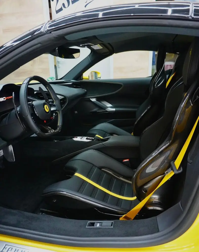 Ferrari SF90 Spider 2024, exterior — Lisbon Luxury Car Rental, Lisbon. The Ferrari SF90 Spider sits at the top of the marque's current range, and it feels that…