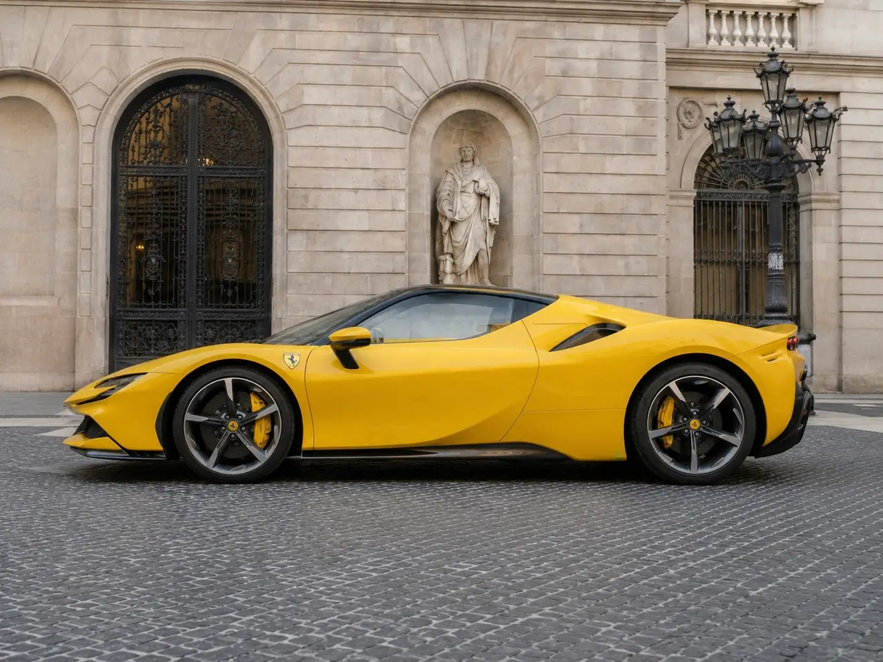 Ferrari SF90 Spider 2024, exterior — Lisbon Luxury Car Rental, Lisbon. The Ferrari SF90 Spider sits at the top of the marque's current range, and it feels that…