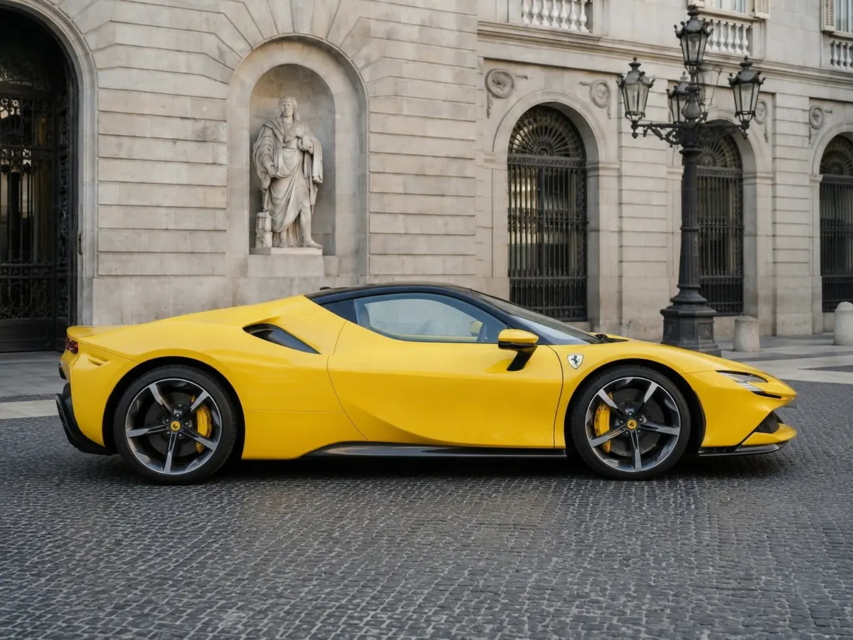 Ferrari SF90 Spider 2024, front view — Lisbon Luxury Car Rental, Lisbon. The Ferrari SF90 Spider sits at the top of the marque's current range, and it feels that…