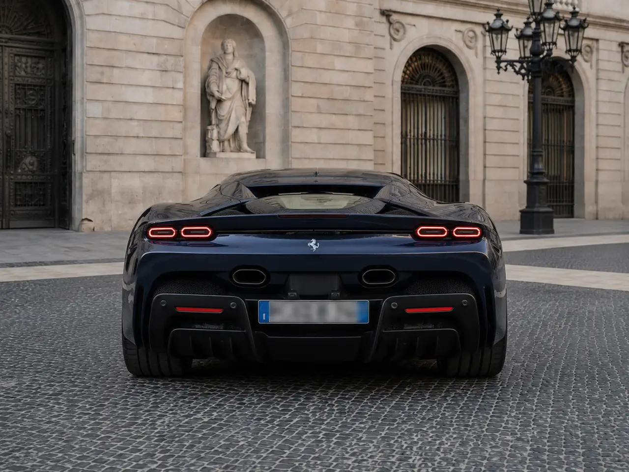 Ferrari SF90 Stradale 2025, rear view — Lisbon Luxury Car Rental, Lisbon. The Ferrari SF90 Stradale is Maranello's most powerful road car to date, a plug-in hybrid…