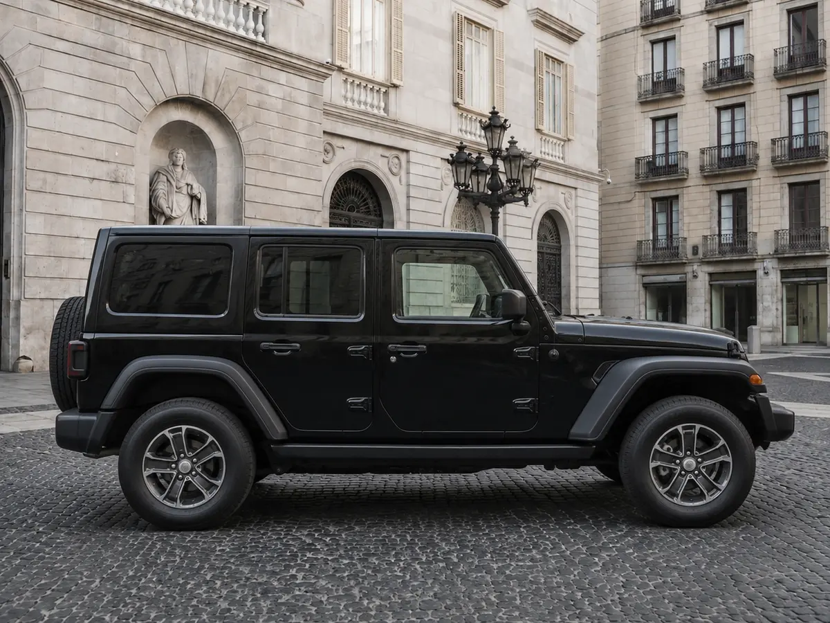 Jeep Wrangler 2025, front view — Lisbon Luxury Car Rental, Lisbon. The 2025 Jeep Wrangler brings a different kind of presence to the fleet: upright, boxy,…