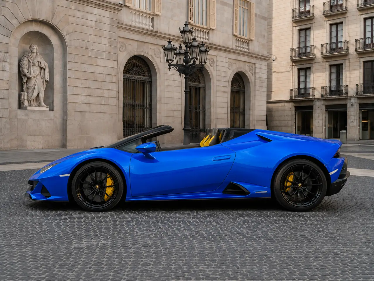 Lamborghini Huracan Evo Spyder 2022, exterior — Lisbon Luxury Car Rental, Lisbon. The Lamborghini Huracan Evo Spyder pairs a naturally aspirated V10 with 640 hp and the…