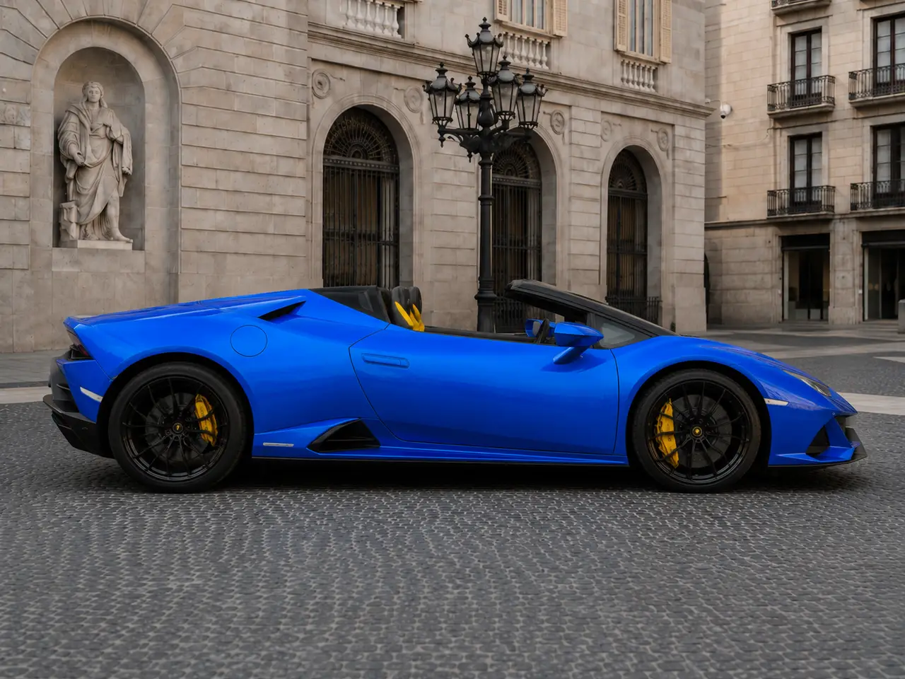 Lamborghini Huracan Evo Spyder 2022, front view — Lisbon Luxury Car Rental, Lisbon. The Lamborghini Huracan Evo Spyder pairs a naturally aspirated V10 with 640 hp and the…