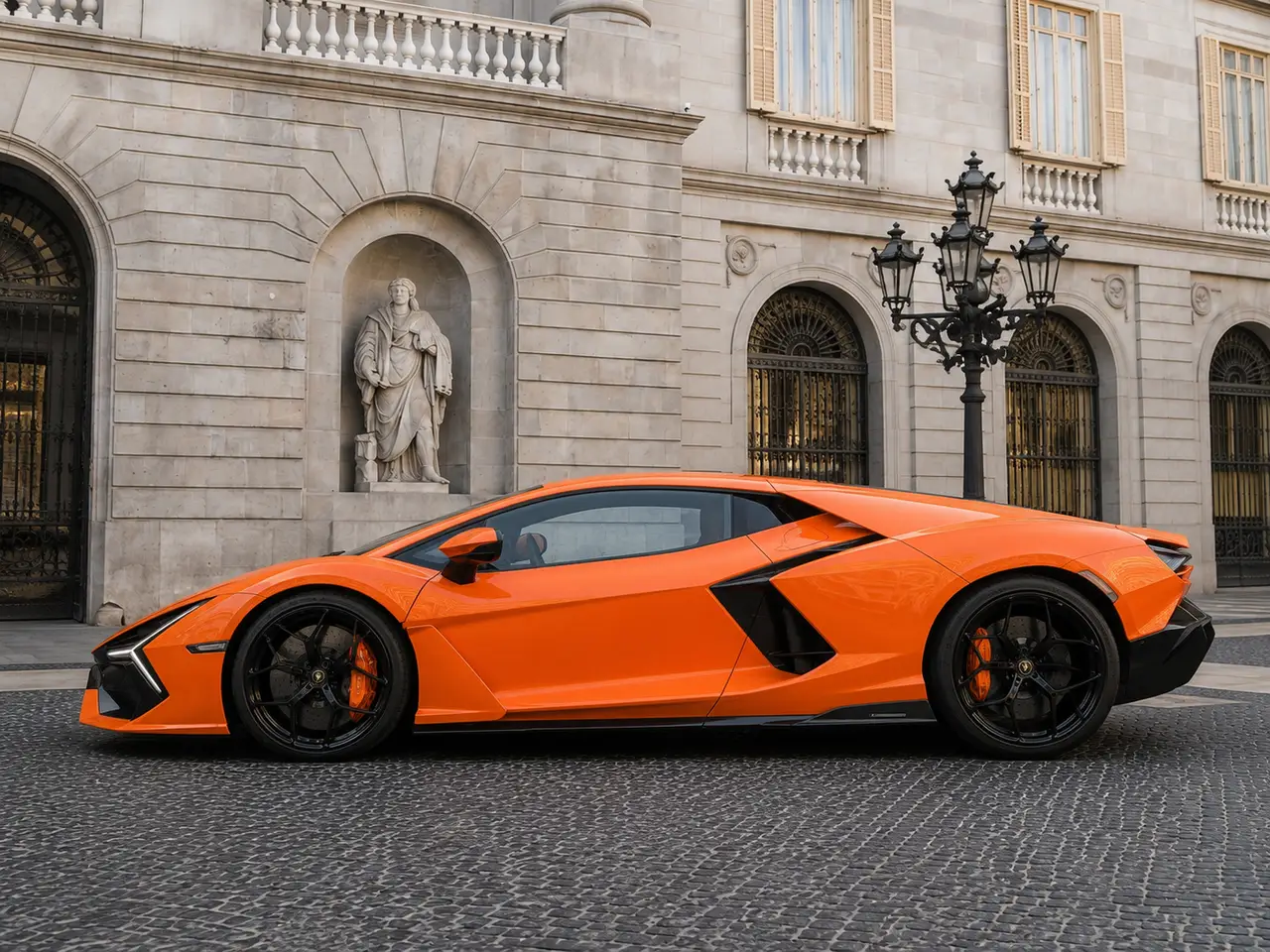 Lamborghini Revuelto 2026, exterior — Lisbon Luxury Car Rental, Lisbon. The Revuelto is Lamborghini's first series-production V12 hybrid, and it drives like an…