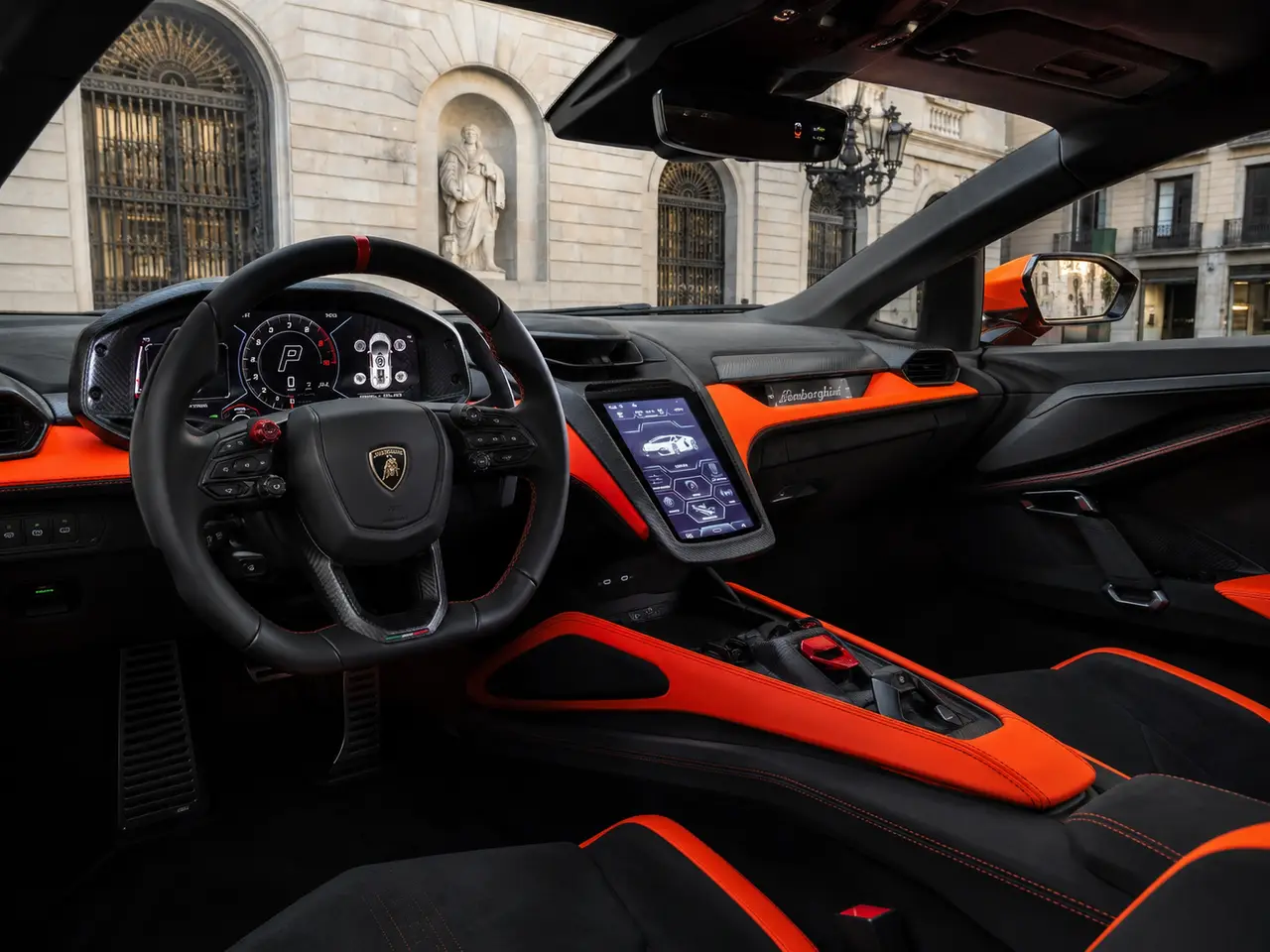 Lamborghini Revuelto 2026, interior — Lisbon Luxury Car Rental, Lisbon. The Revuelto is Lamborghini's first series-production V12 hybrid, and it drives like an…