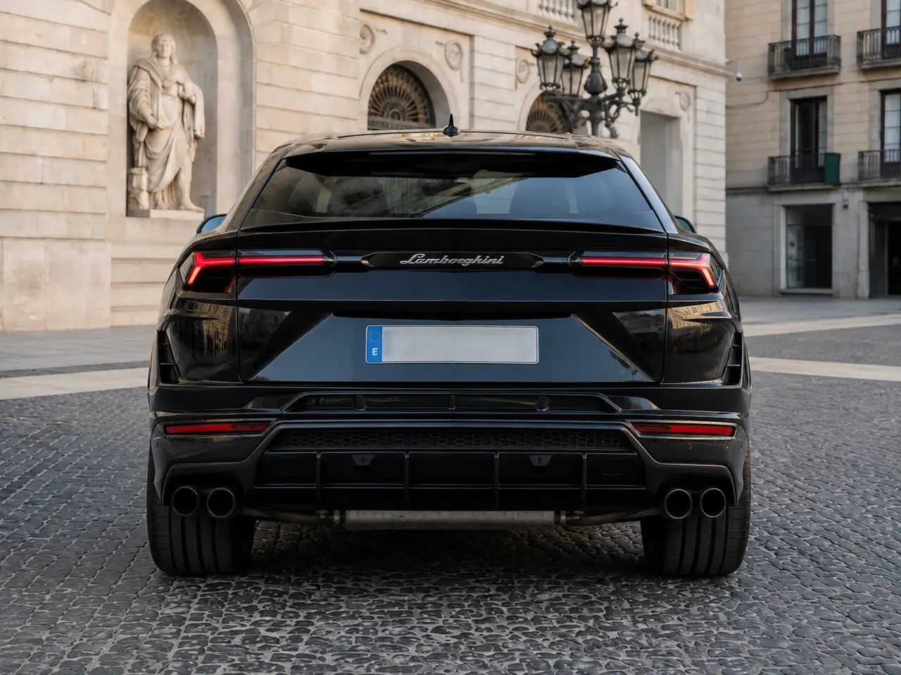 Lamborghini Urus S 2023, rear view — Lisbon Luxury Car Rental, Lisbon. The Lamborghini Urus S pairs 657 hp with genuine five-seat practicality, a combination…