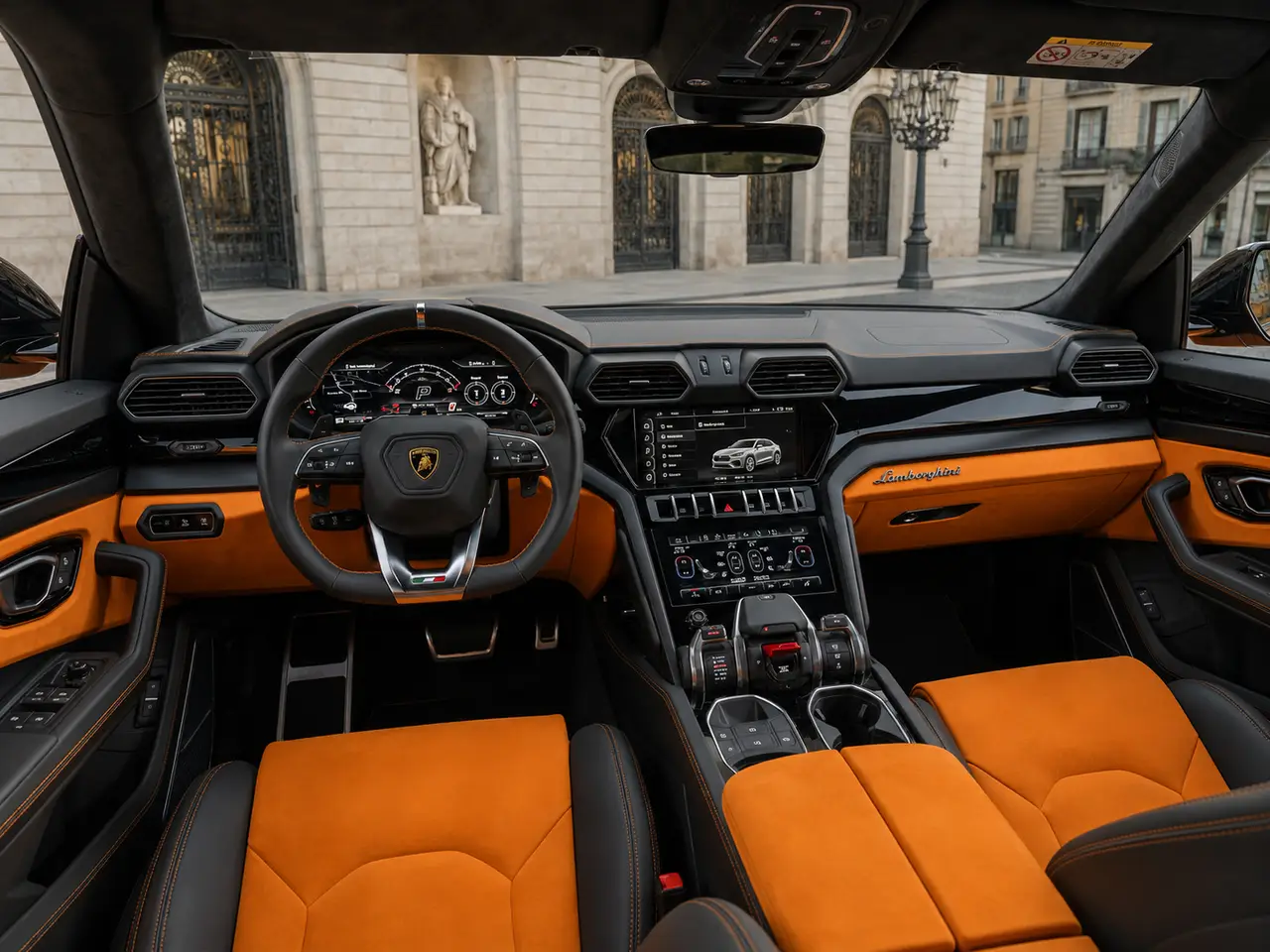 Lamborghini Urus S 2024, interior — Lisbon Luxury Car Rental, Lisbon. The Lamborghini Urus S carries 666 hp in a body built for five, which makes it one of the…