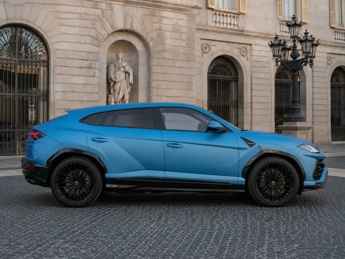 Lamborghini Urus SE 2025, rear view — Lisbon Luxury Car Rental, Lisbon. The Lamborghini Urus SE brings 800 hp and five full seats to a body style most drivers…