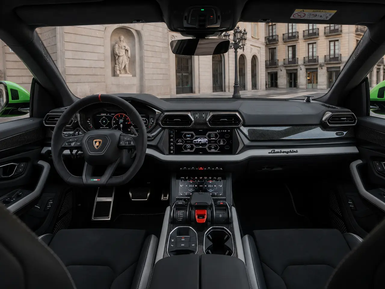 Lamborghini Urus SE 2026, interior — Lisbon Luxury Car Rental, Lisbon. The Lamborghini Urus SE brings genuine supercar presence to a five-seat SUV format, a…