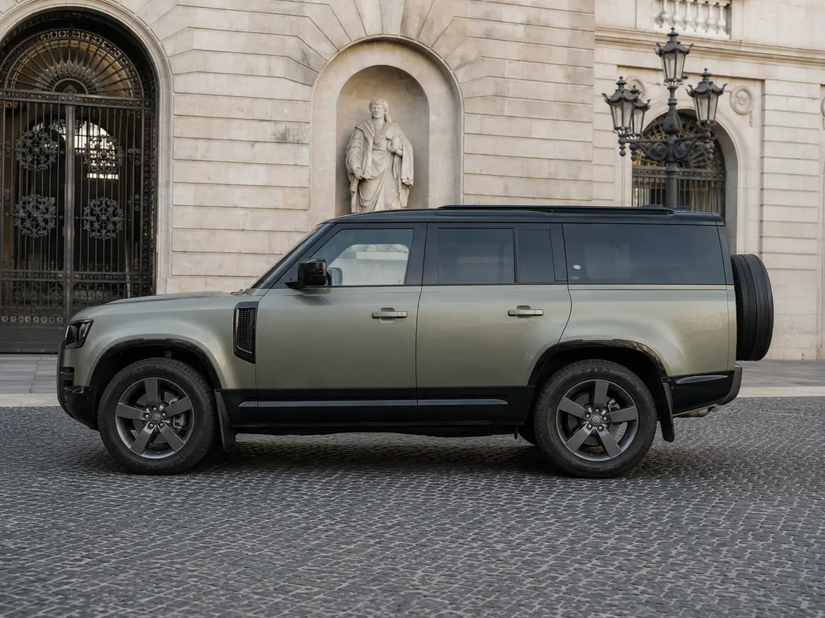 Land Rover Defender X-Dynamic 7 seater 2024, exterior — Lisbon Luxury Car Rental, Lisbon. The 2024 Land Rover Defender X-Dynamic brings a different kind of presence to the fleet:…