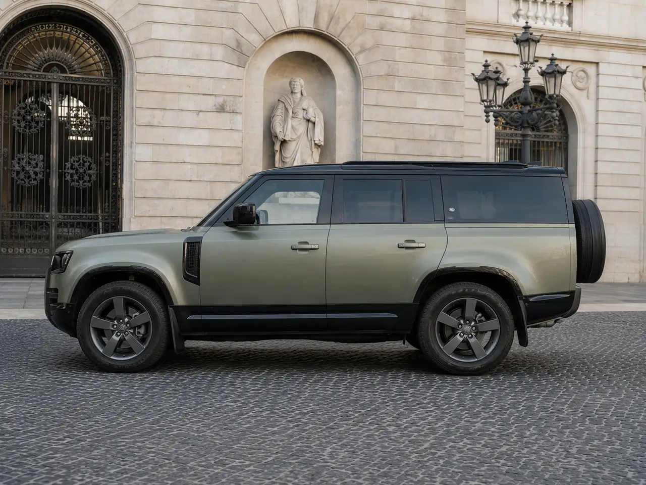 Land Rover Defender X-Dynamic 7 seater 2024, exterior — Lisbon Luxury Car Rental, Lisbon. The 2024 Land Rover Defender X-Dynamic brings a different kind of presence to the fleet:…