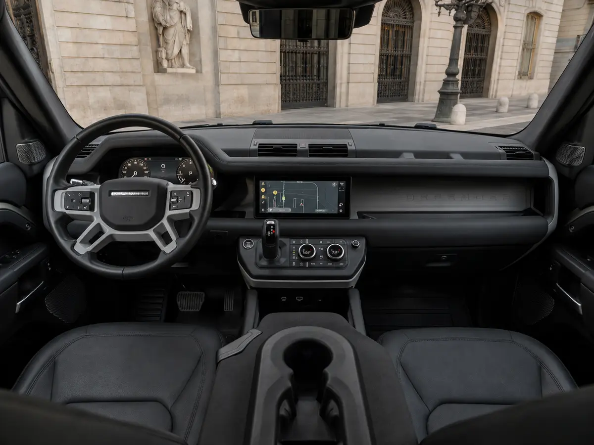 Land Rover Defender X-Dynamic 7 seater 2024, interior — Lisbon Luxury Car Rental, Lisbon. The 2024 Land Rover Defender X-Dynamic brings a different kind of presence to the fleet:…