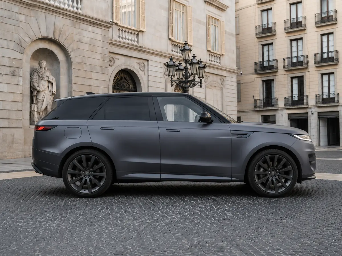Land Rover Range Rover Sport Dynamic SE 2025, front view — Lisbon Luxury Car Rental, Lisbon. The 2025 Range Rover Sport Dynamic SE brings 360 hp to a chassis built for comfort…