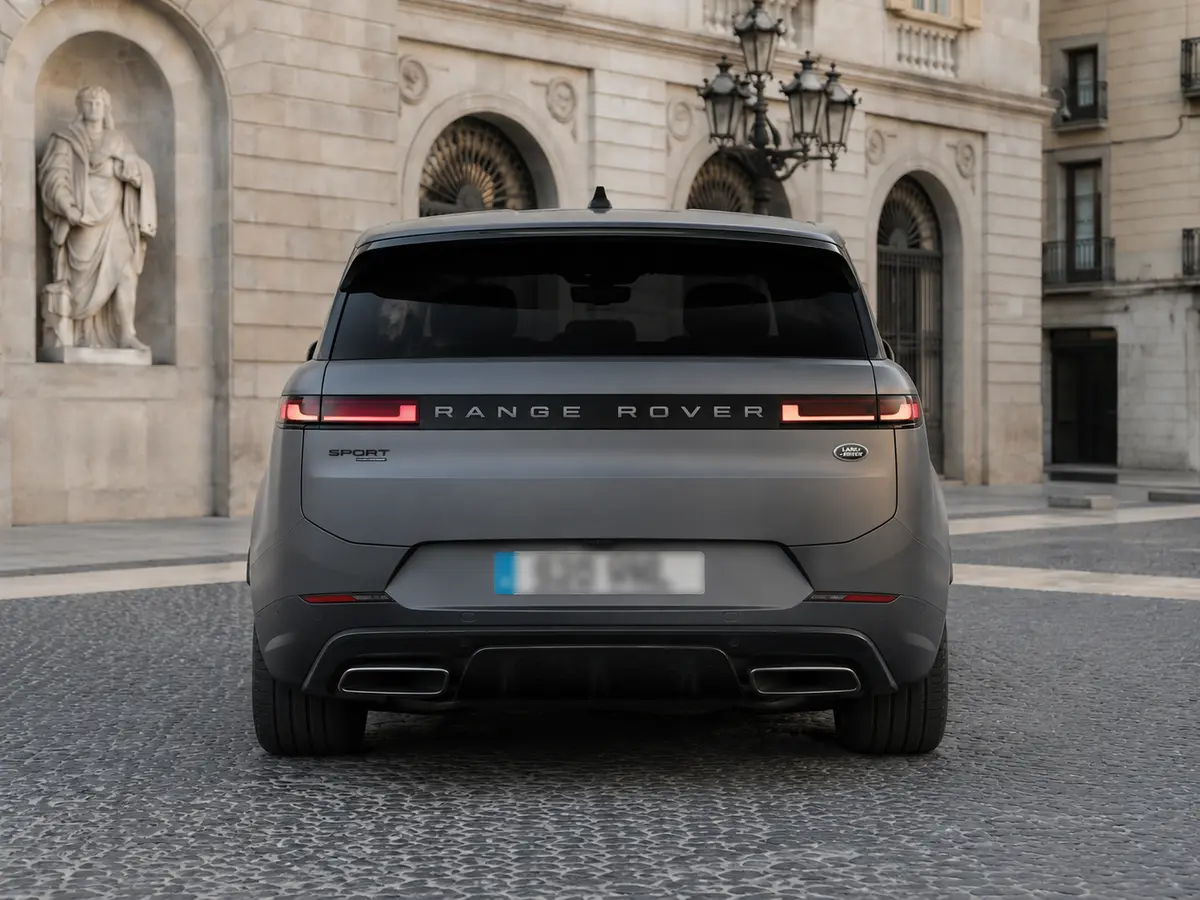 Land Rover Range Rover Sport Dynamic SE 2025, rear view — Lisbon Luxury Car Rental, Lisbon. The 2025 Range Rover Sport Dynamic SE brings 360 hp to a chassis built for comfort…