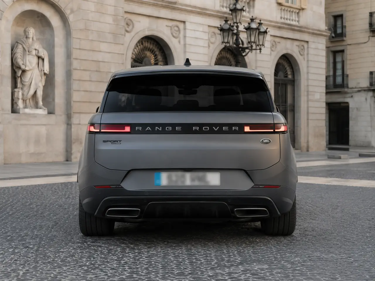 Land Rover Range Rover Sport Dynamic SE 2025, rear view — Lisbon Luxury Car Rental, Lisbon. The 2025 Range Rover Sport Dynamic SE brings 360 hp to a chassis built for comfort…
