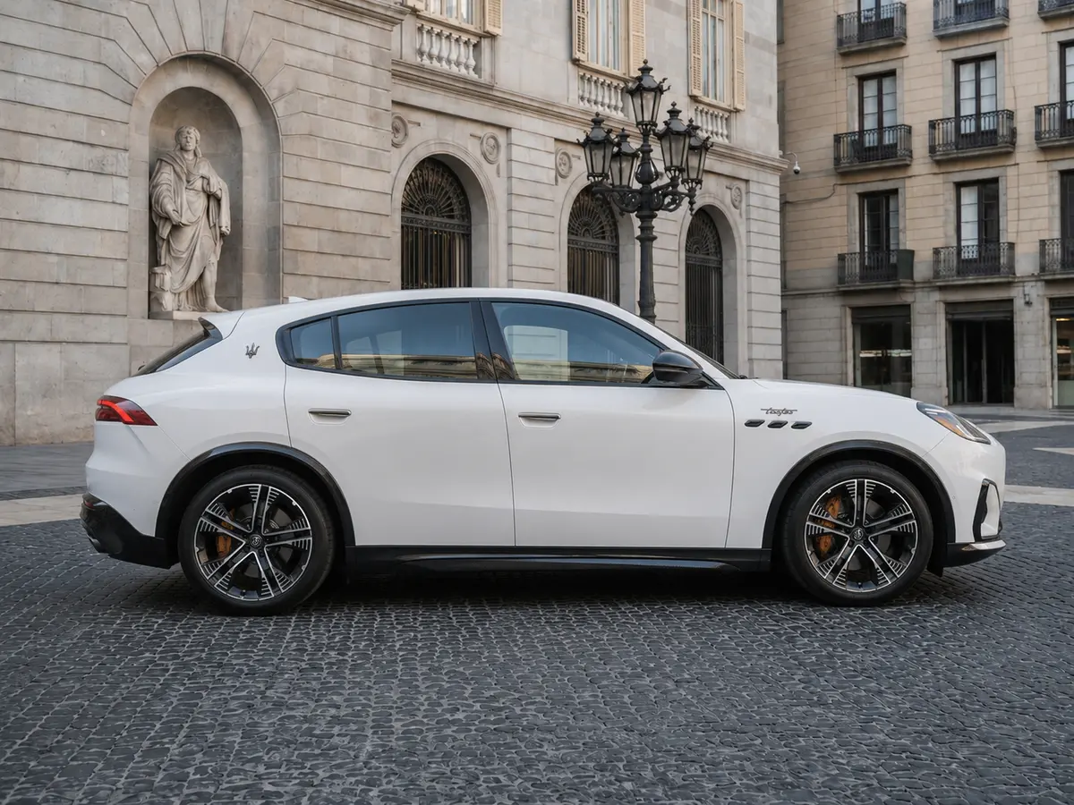 Maserati Grecale GT 2025, front view — Lisbon Luxury Car Rental, Lisbon. The Maserati Grecale GT sits in a useful middle ground: a five-seat SUV with 300 hp,…