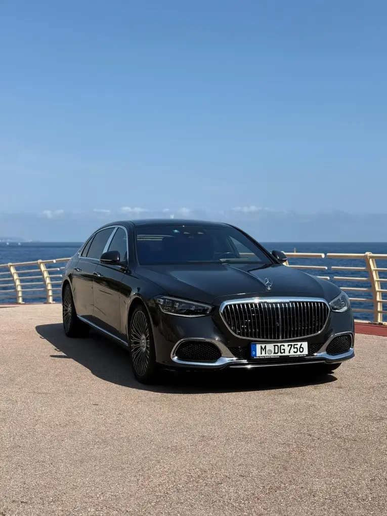 Maybach S580 2023, rear view — Lisbon Luxury Car Rental, Lisbon. The Maybach S580 is built for arrival rather than acceleration contests, though its 503…