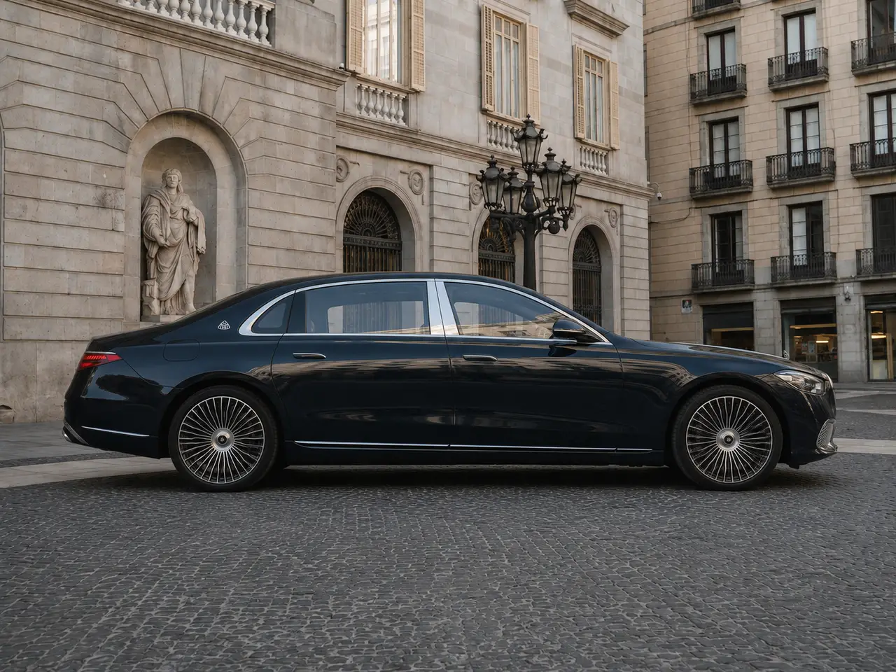Maybach S580 2023, front view — Lisbon Luxury Car Rental, Lisbon. The Maybach S580 is built for arrival rather than acceleration contests, though its 503…