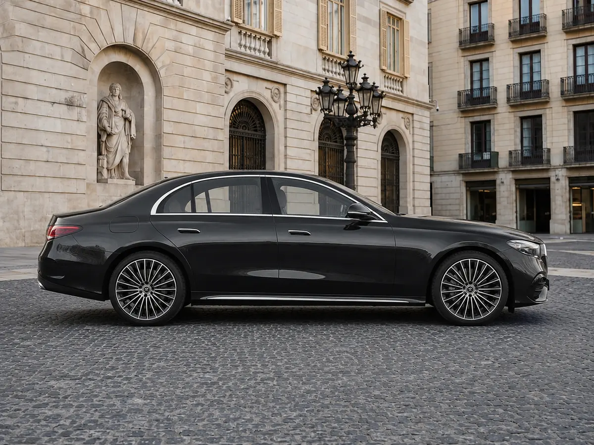 Mercedes Benz E-klasse 220d Premium Plus 2026, front view — Lisbon Luxury Car Rental, Lisbon. The 2026 Mercedes-Benz E-Klasse 220d Premium Plus is built for clients who want presence…