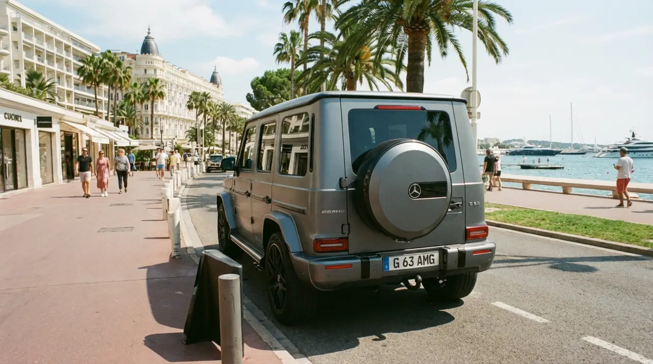 Mercedes Benz G63 2023, front view — Lisbon Luxury Car Rental, Lisbon. The Mercedes-Benz G63 does not try to disguise its size or its intent. At 585 hp, the…