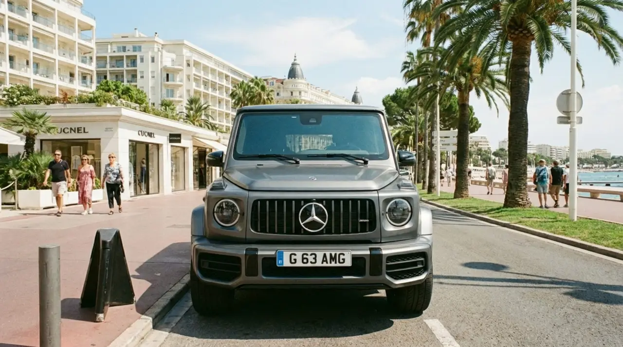 Mercedes Benz G63 2023, rear view — Lisbon Luxury Car Rental, Lisbon. The Mercedes-Benz G63 does not try to disguise its size or its intent. At 585 hp, the…