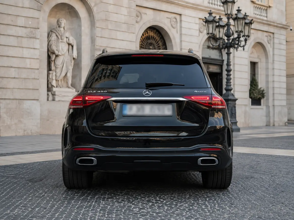 Mercedes Benz GLE 450 AMG 2024, rear view — Lisbon Luxury Car Rental, Lisbon. The Mercedes Benz GLE 450 AMG pairs a 367 hp inline-six with the kind of cabin space that…