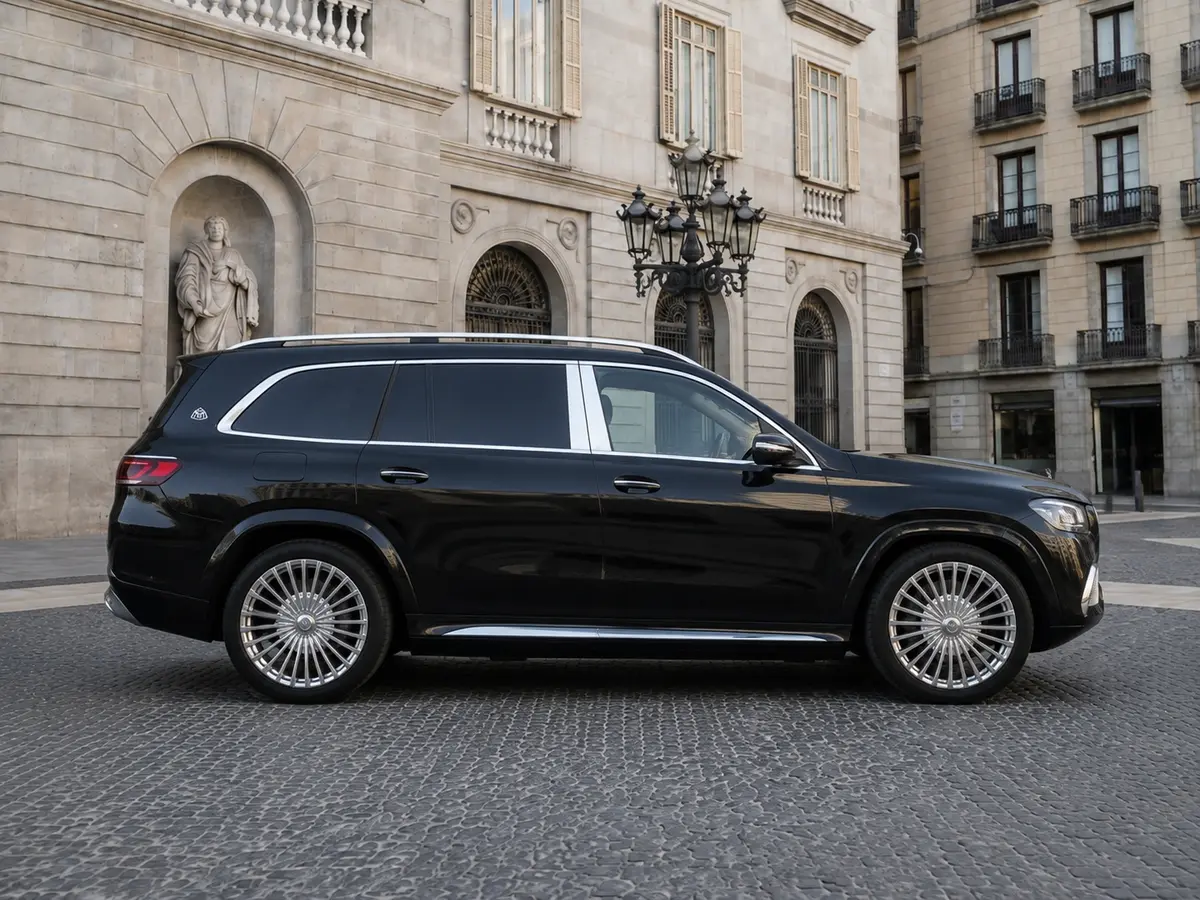 Mercedes Benz GLS Maybach 2022, front view — Lisbon Luxury Car Rental, Lisbon. The Mercedes-Benz GLS Maybach pairs a 550 hp drivetrain with a cabin built around four…