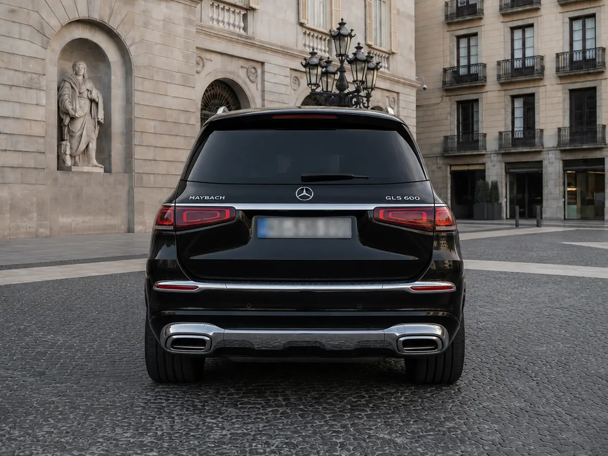Mercedes Benz GLS Maybach 2022, rear view — Lisbon Luxury Car Rental, Lisbon. The Mercedes-Benz GLS Maybach pairs a 550 hp drivetrain with a cabin built around four…