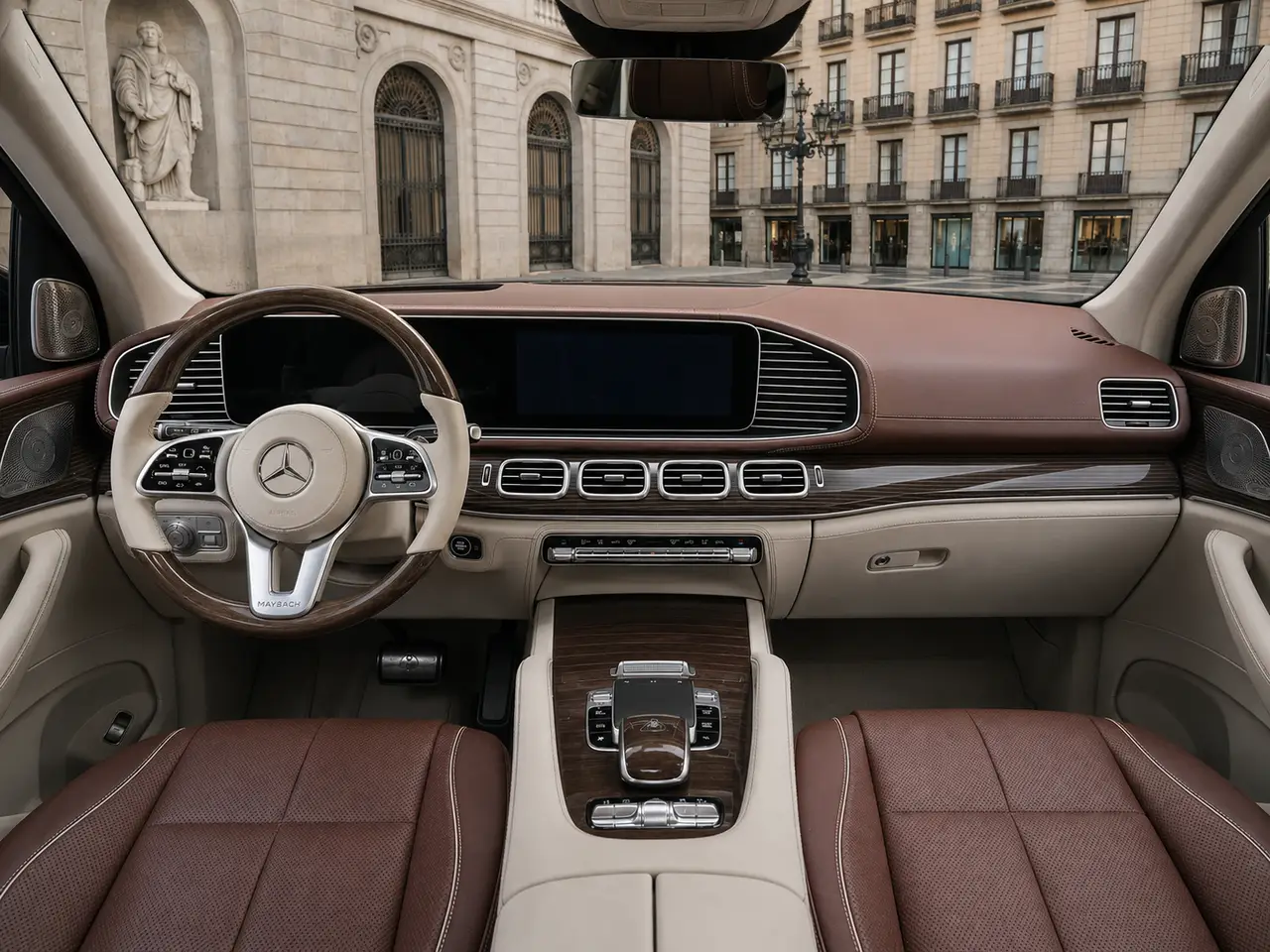 Mercedes Benz GLS Maybach 2022, interior — Lisbon Luxury Car Rental, Lisbon. The Mercedes-Benz GLS Maybach pairs a 550 hp drivetrain with a cabin built around four…