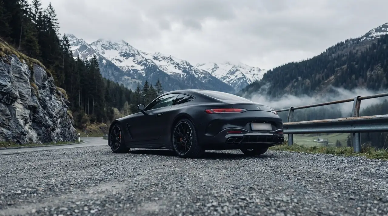 Mercedes Benz GT63 AMG Coupe 2024, vista frontal — Lisbon Luxury Car Rental, Lisboa. El Mercedes Benz GT63 AMG Coupé de 2024 es un gran turismo de dos plazas construido para…