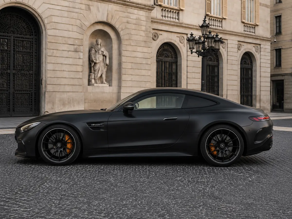 Mercedes Benz GT63 AMG Coupe 2024, exterior — Lisbon Luxury Car Rental, Lisbon. The Mercedes-AMG GT63 Coupe pairs a 577 hp drivetrain with a low, two-seat cockpit built…