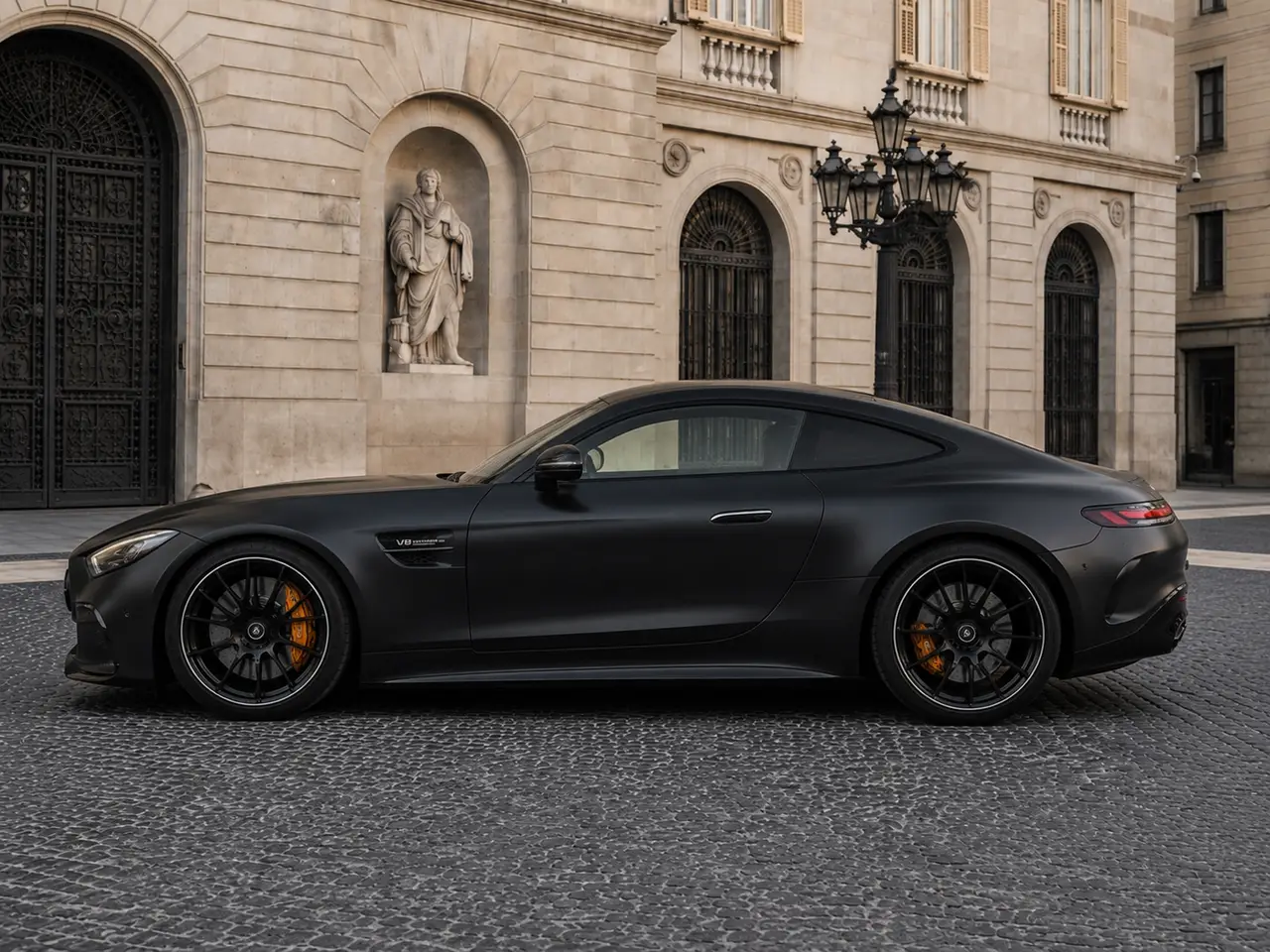 Mercedes Benz GT63 AMG Coupe 2024, exterior — Lisbon Luxury Car Rental, Lisbon. The Mercedes-AMG GT63 Coupe pairs a 577 hp drivetrain with a low, two-seat cockpit built…