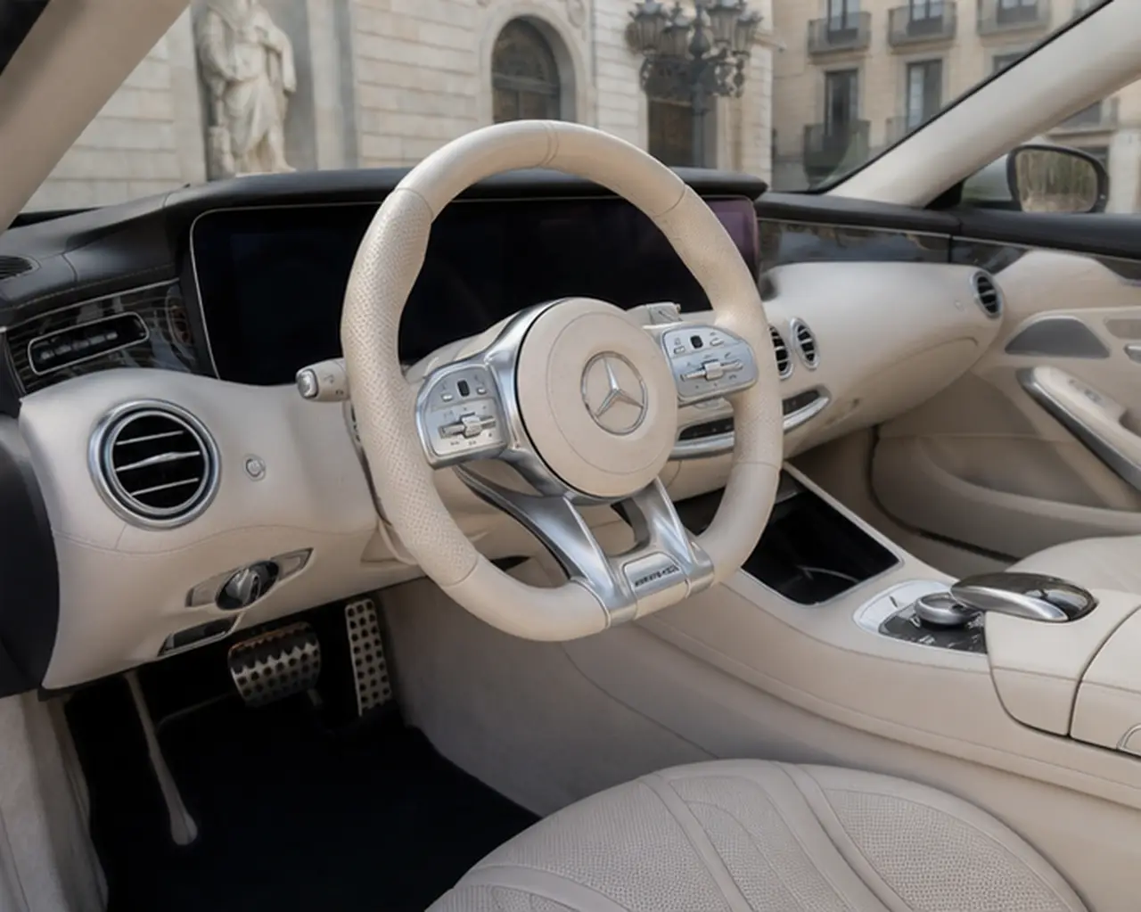 Mercedes Benz S560 Cabrio 2021, interior — Lisbon Luxury Car Rental, Lisbon. The 2021 Mercedes Benz S560 Cabrio pairs a 469 hp V8 with the weight and composure of…