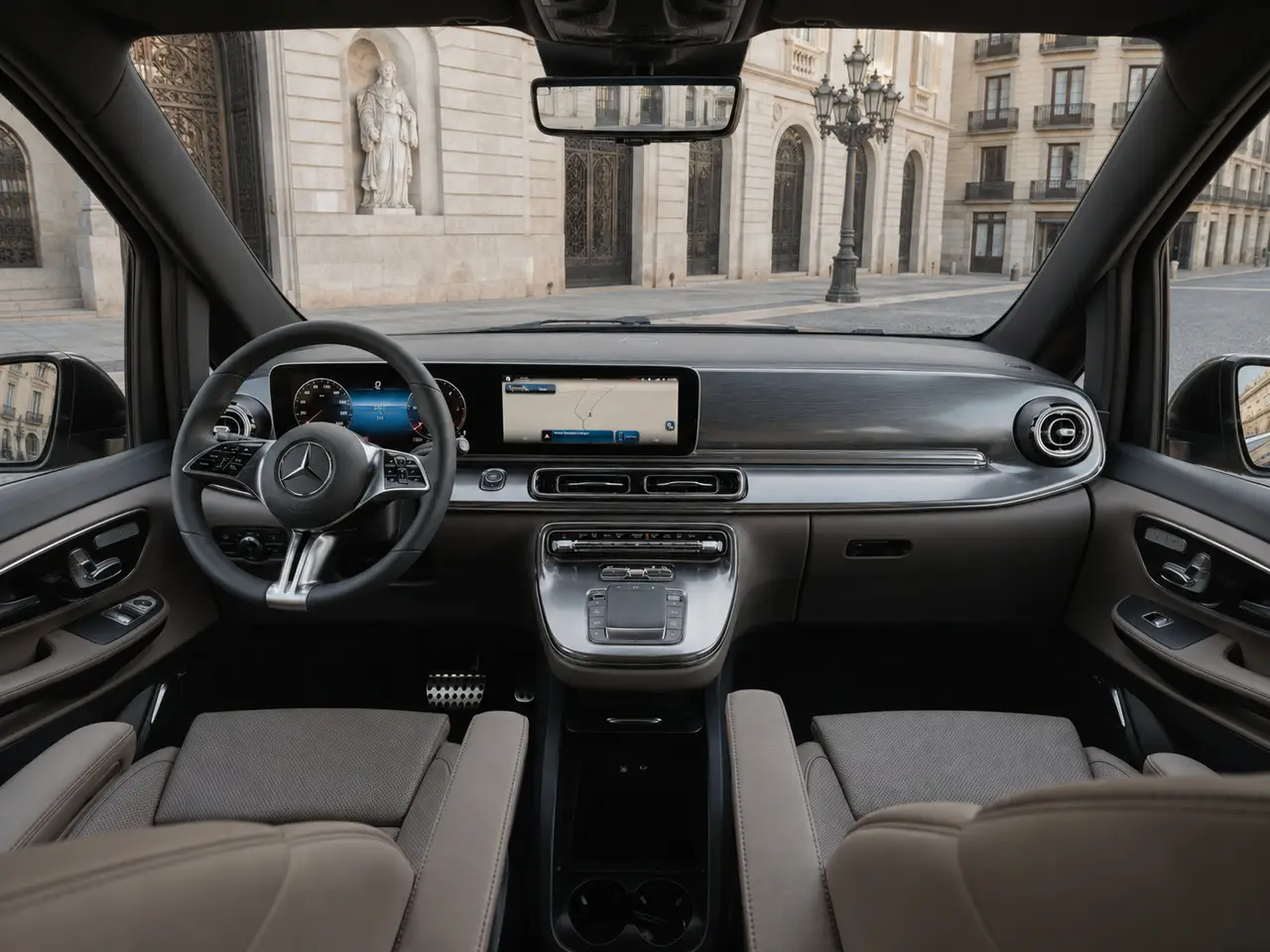 Mercedes Benz V300 4x4 XL Exclusive 7 seats 2025, interior — Lisbon Luxury Car Rental, Lisbon. The Mercedes Benz V300 4x4 XL Exclusive is built for groups who need real space without…