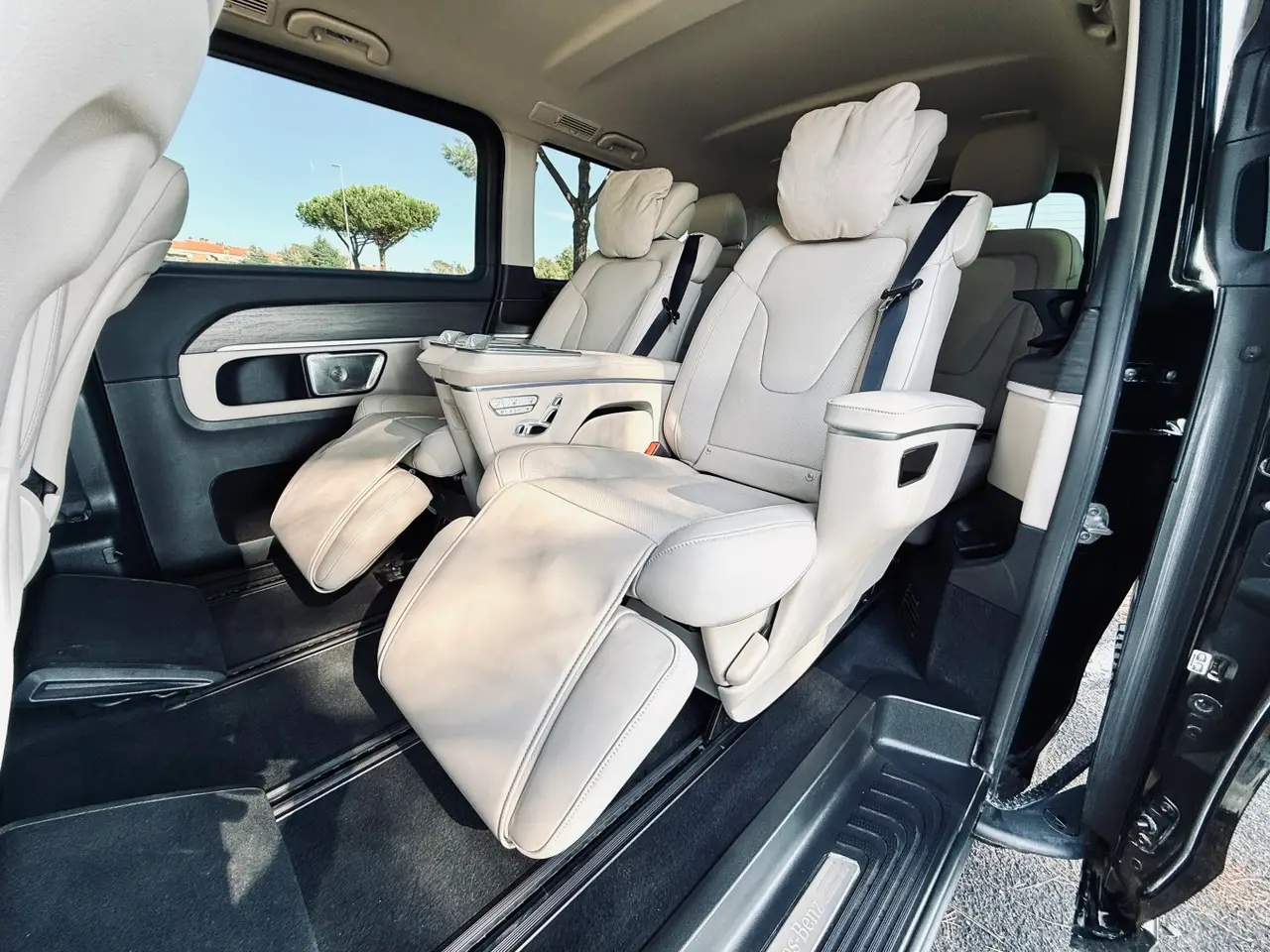 Mercedes Benz V300 4x4 XL VIP (Captain, 7 seat) 2025, exterior — Lisbon Luxury Car Rental, Lisbon. The 2025 Mercedes Benz V300 4x4 XL VIP is built around calm, upright comfort rather than…